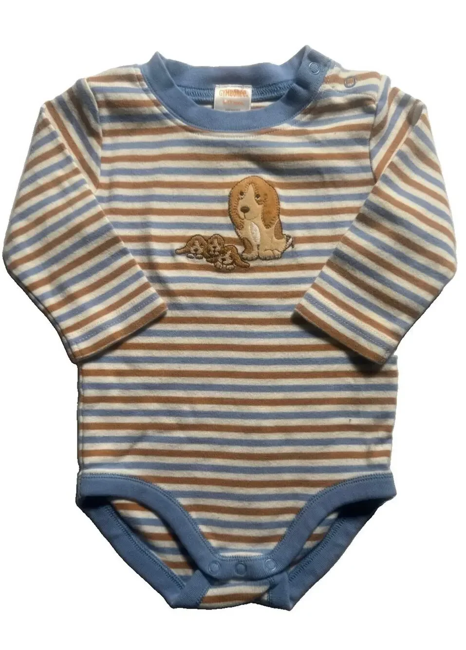 Vintage 2006 Gymboree Baby Boy 6-12M Striped Puppy Dog Bodysuit Cotton